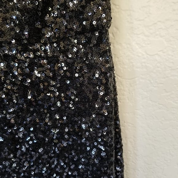 AQUA Gunmetal & Black Sequined Ombre Halter Neck Wedding Prom Formal Dress 2 - Picture 4 of 4
